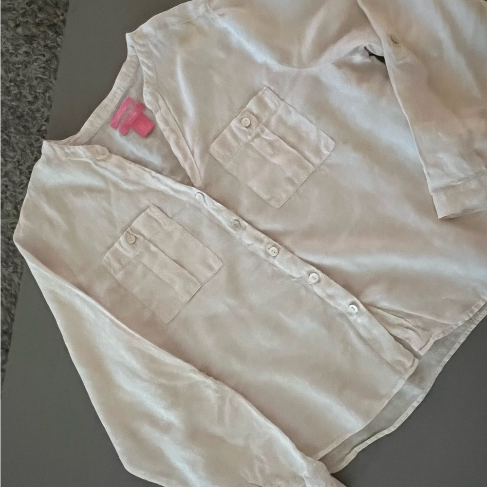 Isaac Mizrahi Linen Size XL Beige Button-Front Women’s Shirt